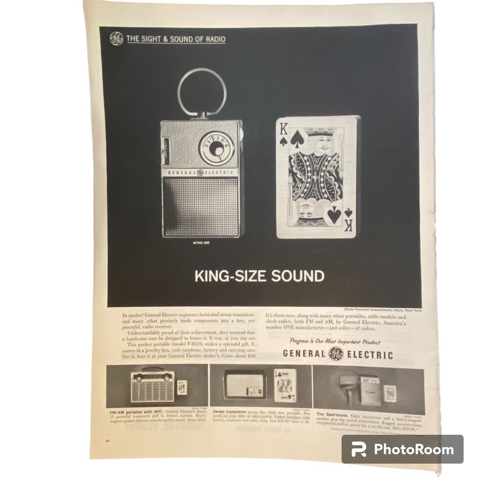Vtg General Electric Radio Print Ad Sunny Brook May 11 1962 Frame Ready